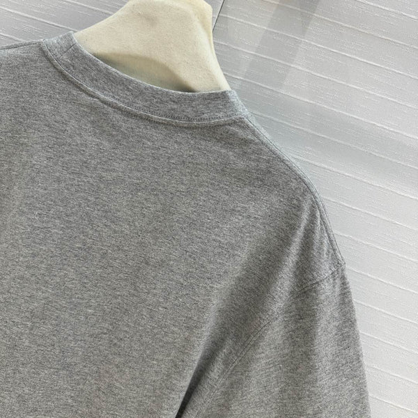 Gucci 25 Printed Long-sleeved T-shirt Gray Cotton