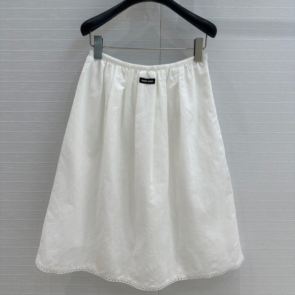 Miumiu 25 Skirt White Linen Cotton