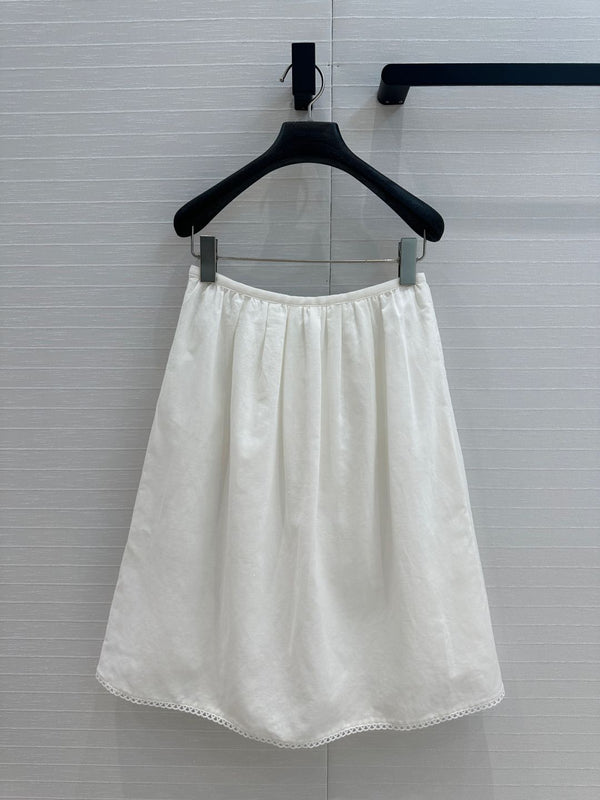 Miumiu 25 Skirt White Linen Cotton