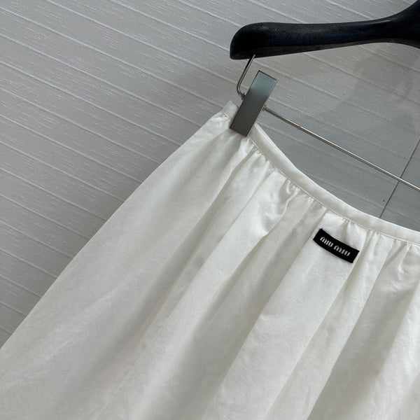 Miumiu 25 Skirt White Linen Cotton