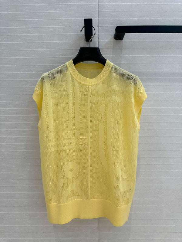 Maglione a maniche corte Hm 25 in poliestere a rete gialla