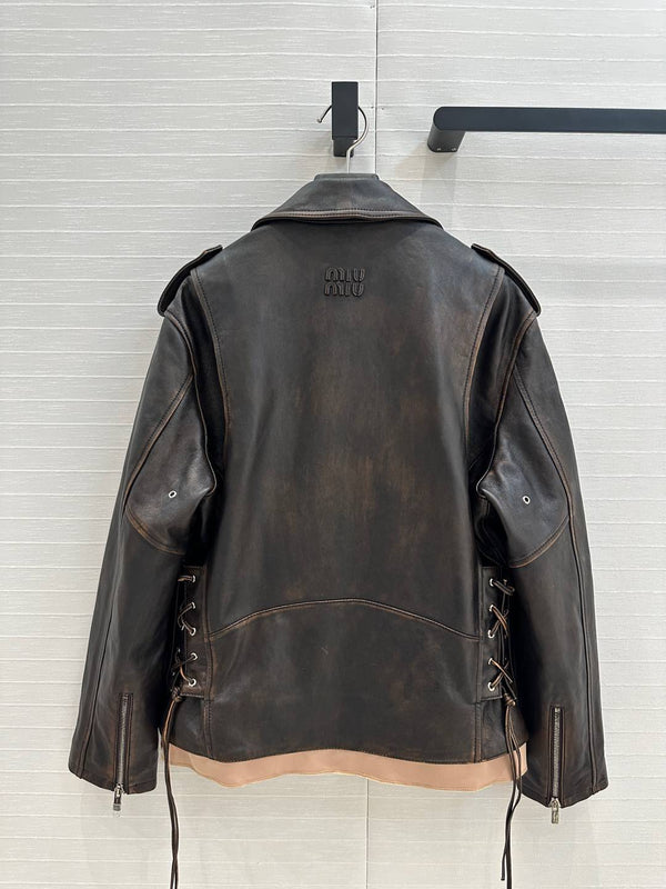 Miu Miu 25 Jacket Black Brown Sheepskin