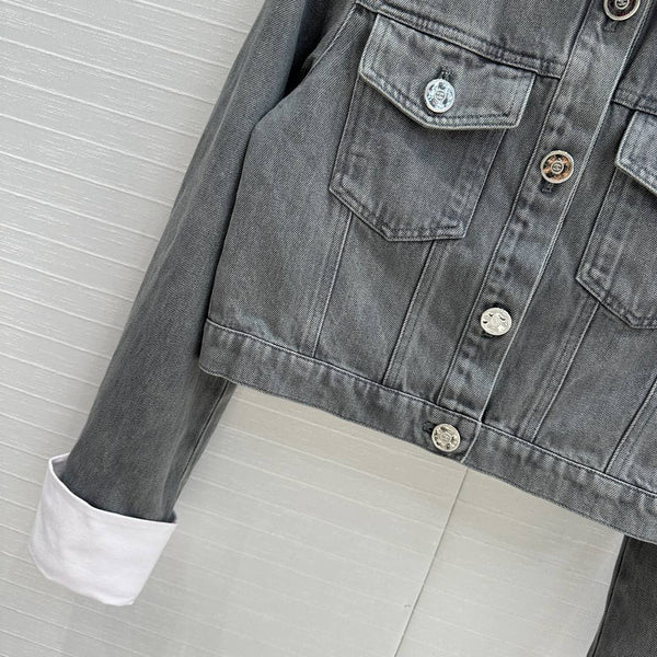 CC 25 Denim Jacket Gray mix White Cotton