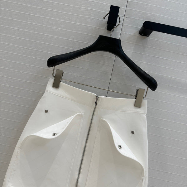 Hm 25 Zippered Skirt White Cotton