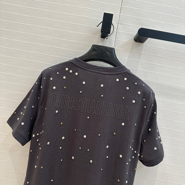 CD 25 T-shirt patchwork Monsieur Dior in cotone grigio scuro