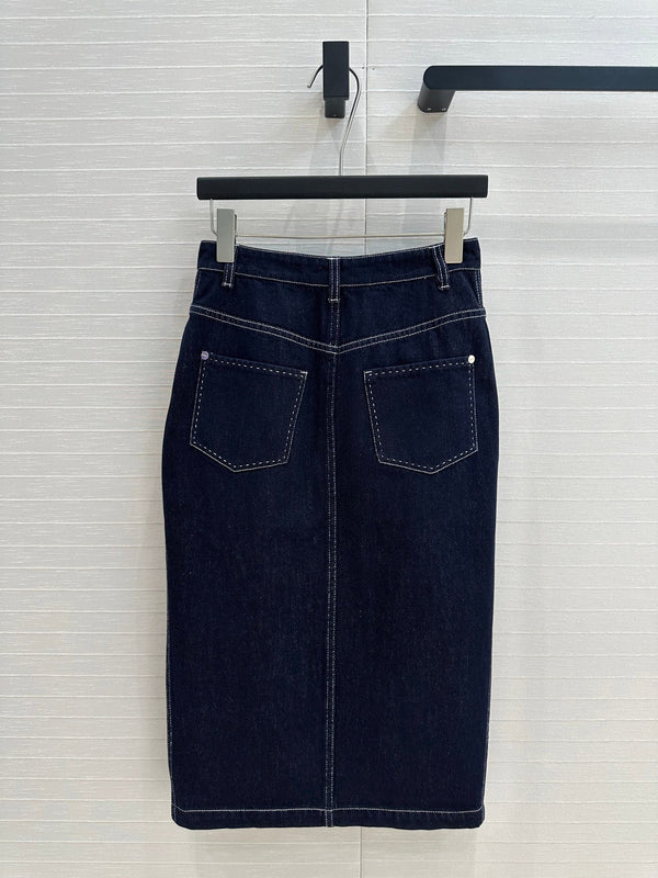 Fendi 25 Denim Skirt Dark Blue Cotton