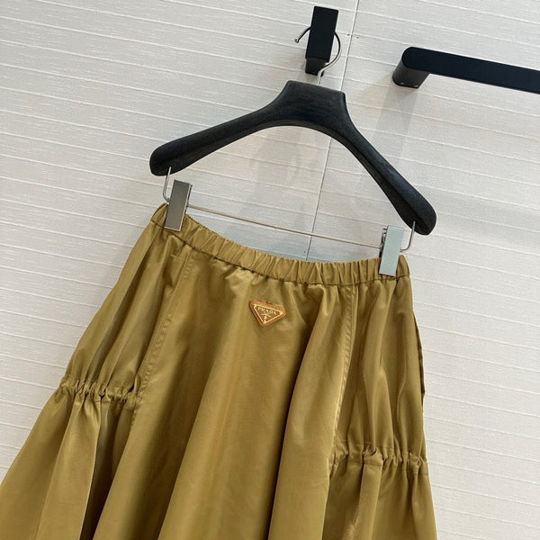 Prada 2025 Long Skirt Khaki Polyester