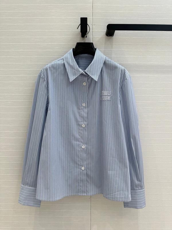 Miu Miu 25 Striped Shirt Sky Blue cotton