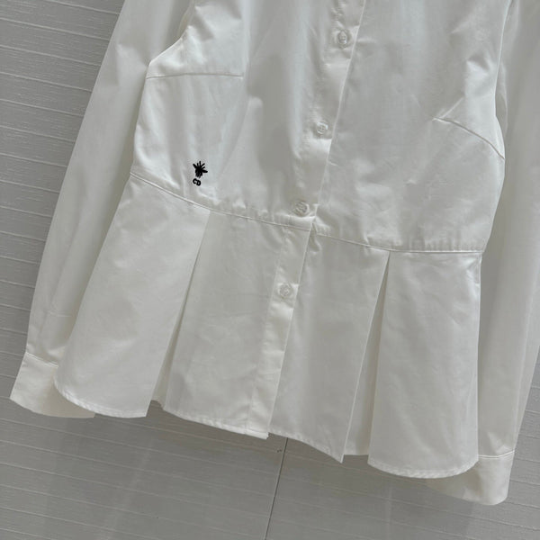 CD 25 Pleated Shirt White Cotton