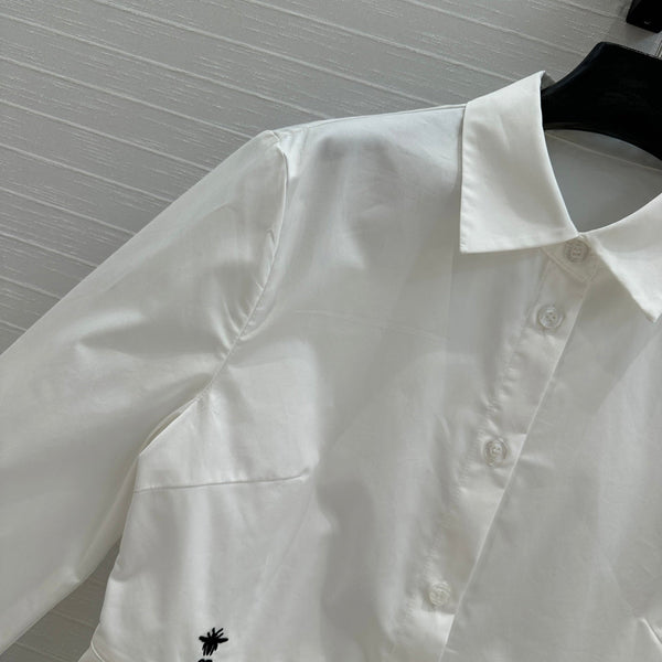 CD 25 Pleated Shirt White Cotton