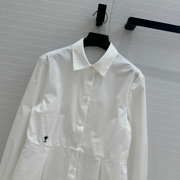 CD 25 Pleated Shirt White Cotton