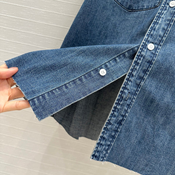 Miu Miu 25 Denim Shirt Vest Blue Cotton