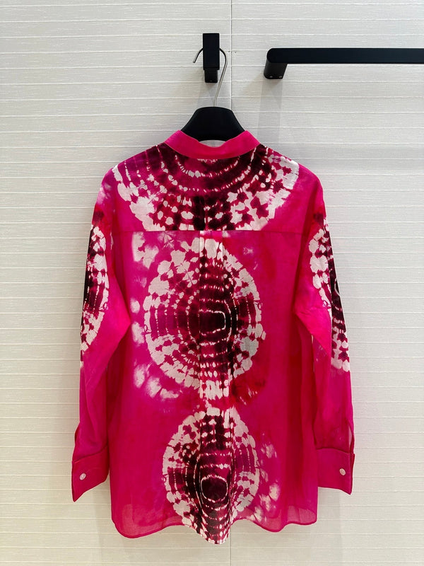 CD 25 Dopamine Dye Pattern Long-sleeved T-Shirt Pink Cotton
