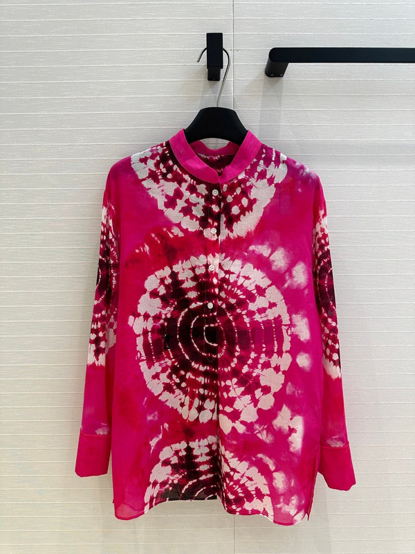 CD 25 Dopamine Dye Pattern Long-sleeved T-Shirt Pink Cotton