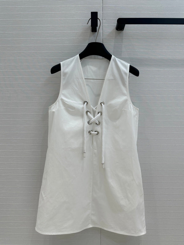 Prada 25 Sleeveless Dress White Cotton