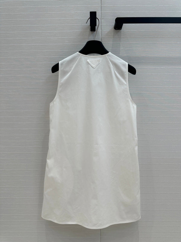 Prada 25 Sleeveless Dress White Cotton