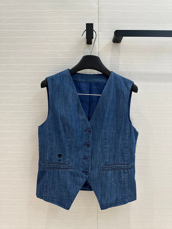CD 25 Denim Vest Blue Cotton