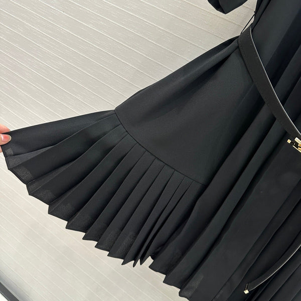 LV 25 Palace Style Short-Sleeved Dress Black Polyester