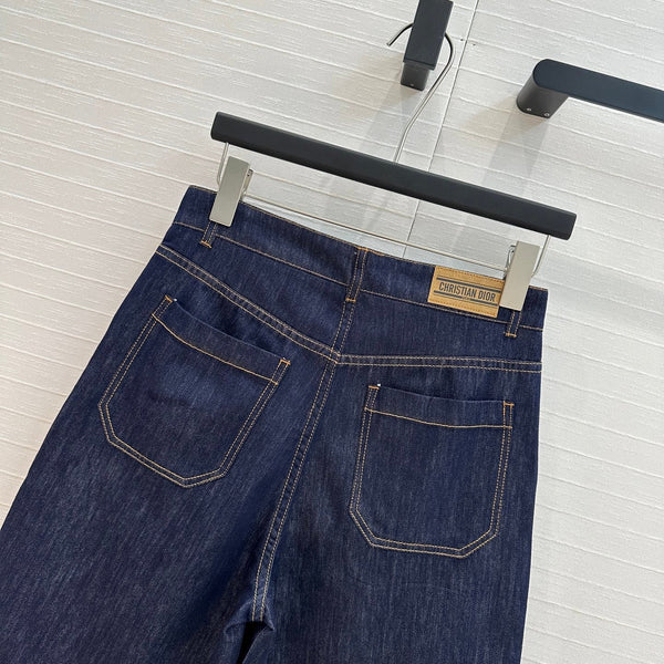 CD 25 Pantaloni dritti a mezza lunghezza in cotone blu