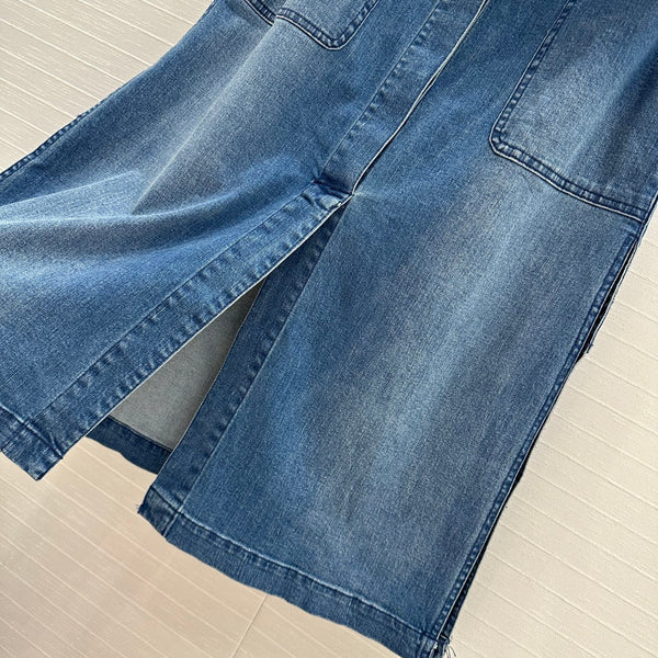 CD 25 Suspender Tube Top Denim Skirt Blue Cotton