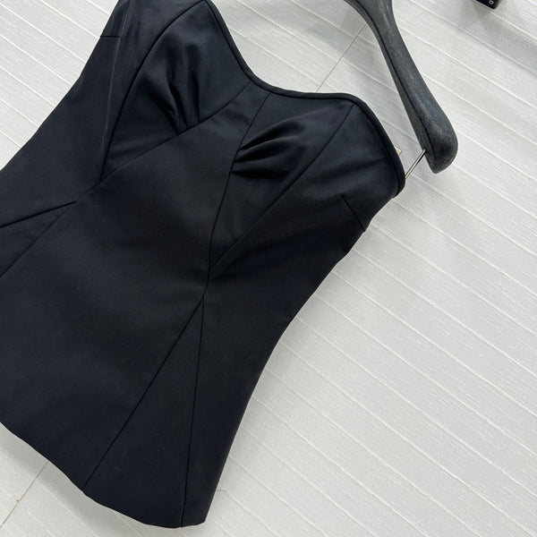 Prada 25 Cat Ear Tube Top Vest Black Cotton