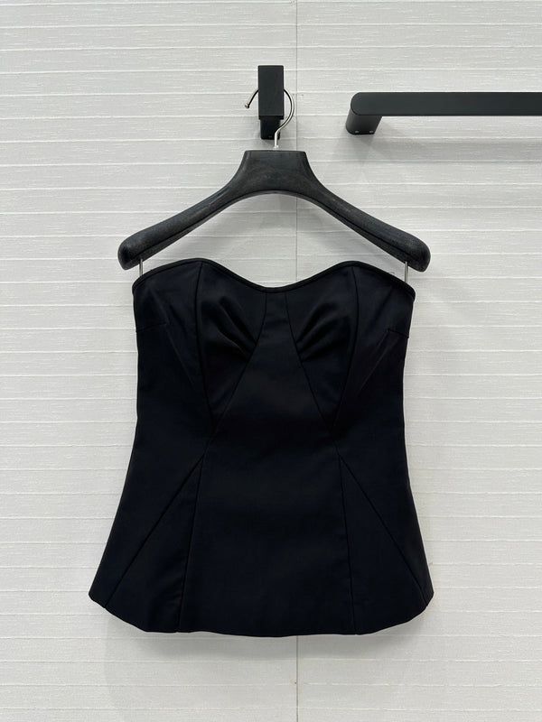 Prada 25 Cat Ear Tube Top Vest Black Cotton