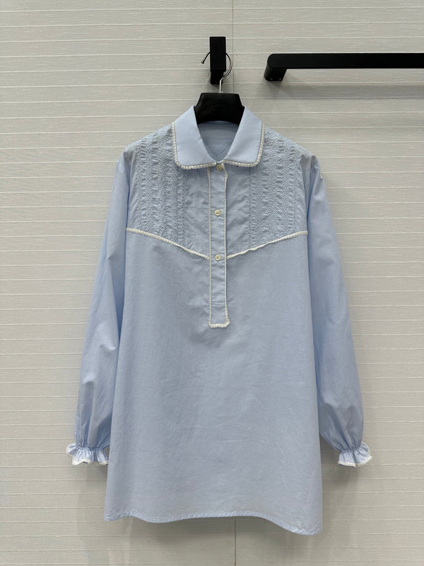 Prada 25 Long Shirt Blue Cotton