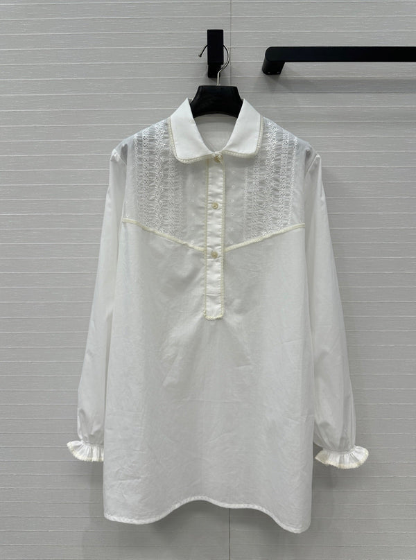 Prada 25 Long Shirt White Cotton