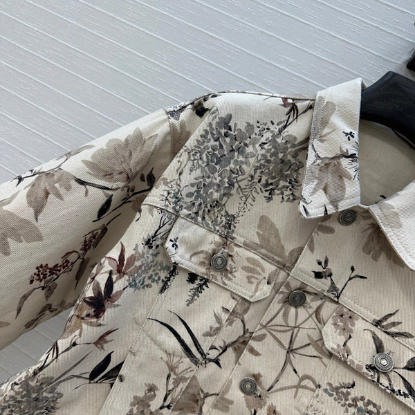 CD 25 Printed Denim Short Jacket Cotton