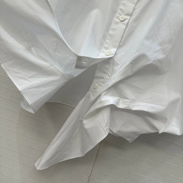 CD 25 Flying Sleeve Short Shirt White Cotton