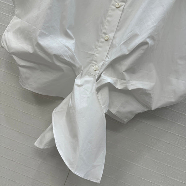 CD 25 Flying Sleeve Short Shirt White Cotton