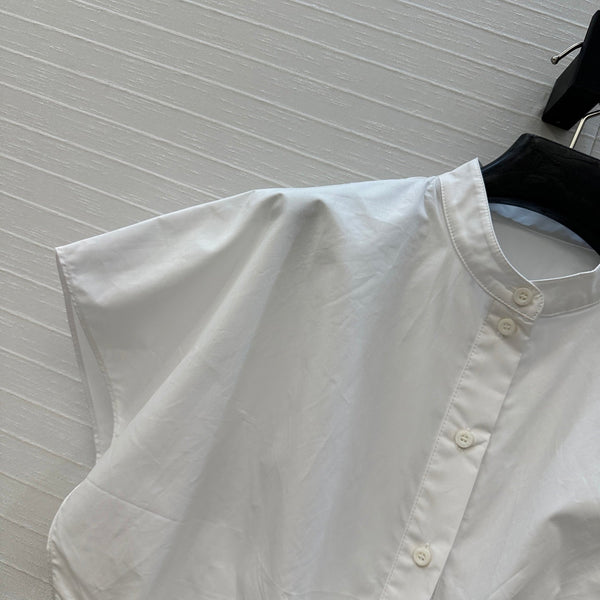 CD 25 Flying Sleeve Short Shirt White Cotton