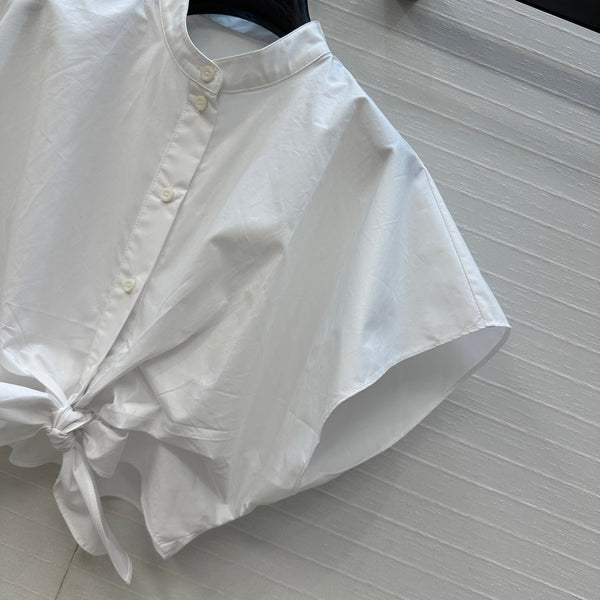 CD 25 Flying Sleeve Short Shirt White Cotton