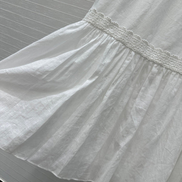 Celine 25 Embroidered V-neck Dress White Cotton