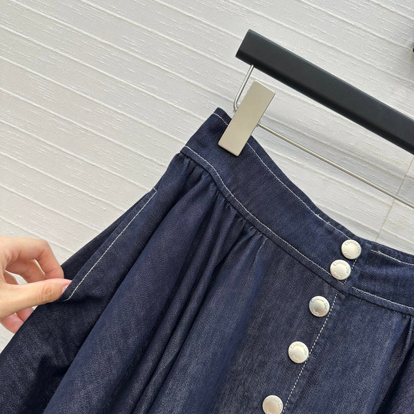 CD 25 Denim Long Skirt Blue Cotton