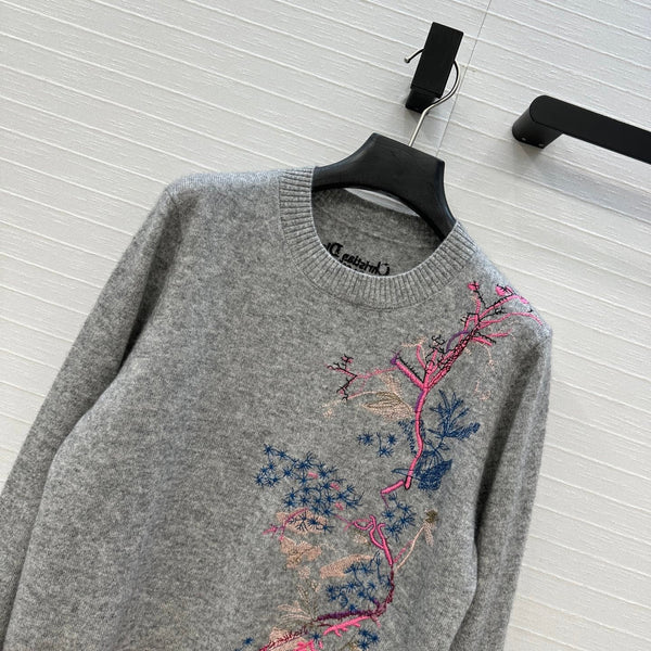 CD 25 Embroidered Sweater Grey Cashmere