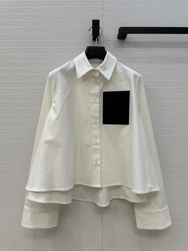 Loewe A-line Denim Shirt Jacket White Cotton