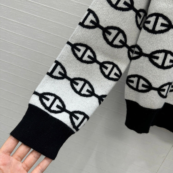 HM 25 Sweater White Mix Black Cashmere 02655