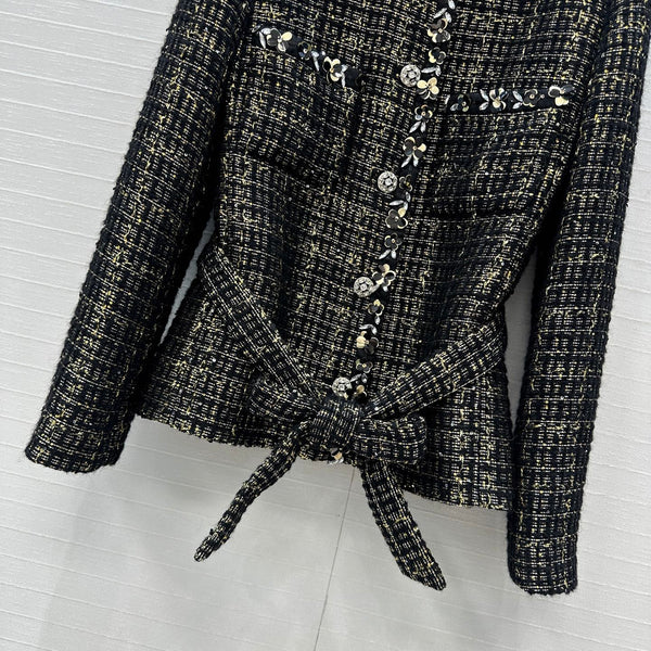CC 25 Tweed Jacket Black Wool Polyamide