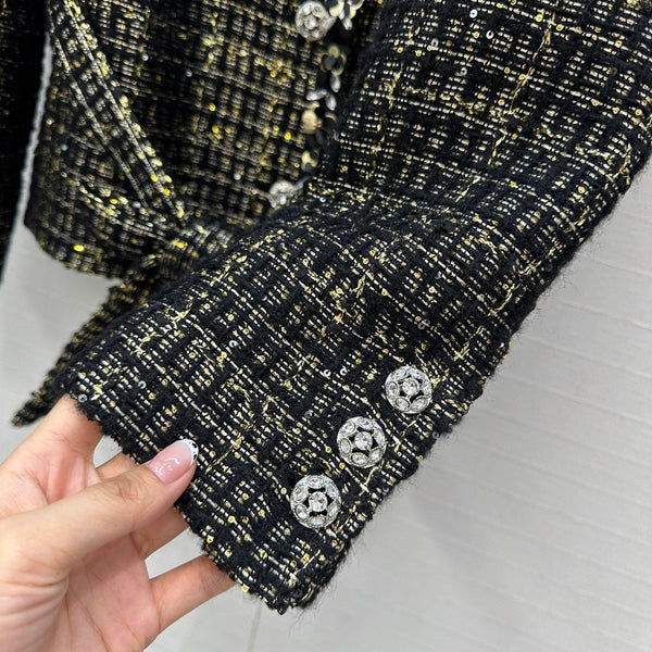 CC 25 Tweed Jacket Black Wool Polyamide