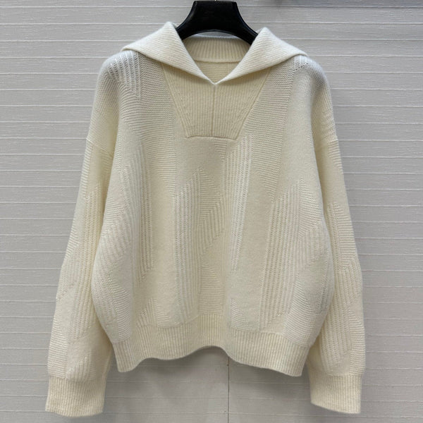 HM 25 White Cashmere Jacquard Sweater 02654