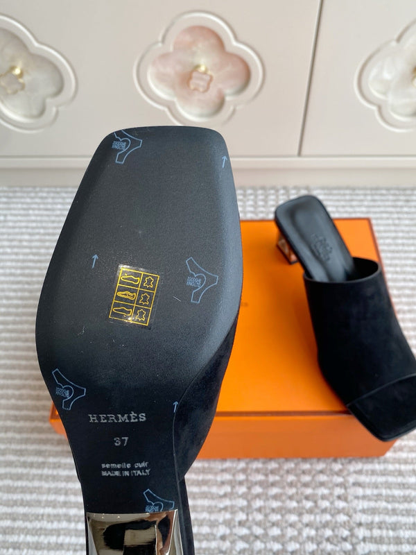 HM Kylie Mules Black Calfskin 316375