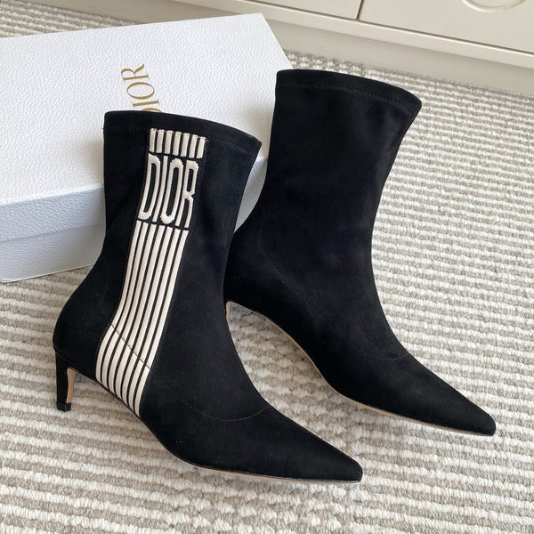 Dior 2025 Tribales Heeled Ankle Boot 50mm Black mix White Suede 501189