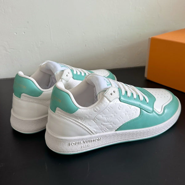 LV Stadium Sneaker White Mix Aqua Green Monogram Cowhide