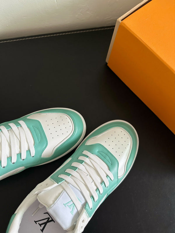 LV Stadium Sneaker White Mix Aqua Green Monogram Cowhide