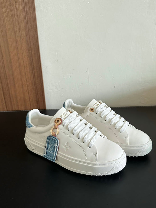 LV Time Out Sneakers White Mix Light Blue Calfskin