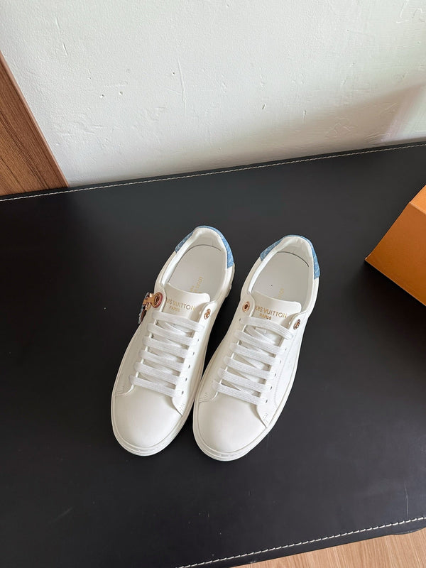 LV Time Out Sneakers White Mix Light Blue Calfskin