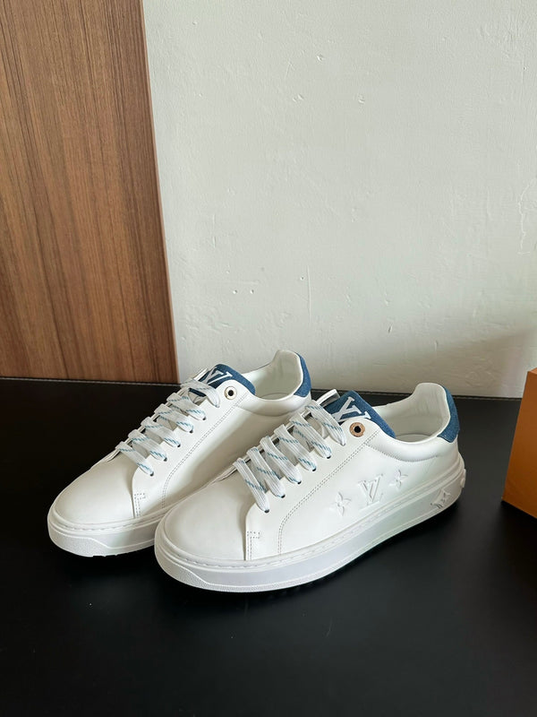 LV Time Out Sneakers White Mix Dark Blue Calfskin
