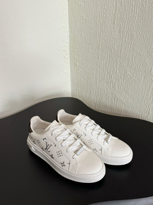 LV Sneakers Time Out White Silver Monogram Calfskin