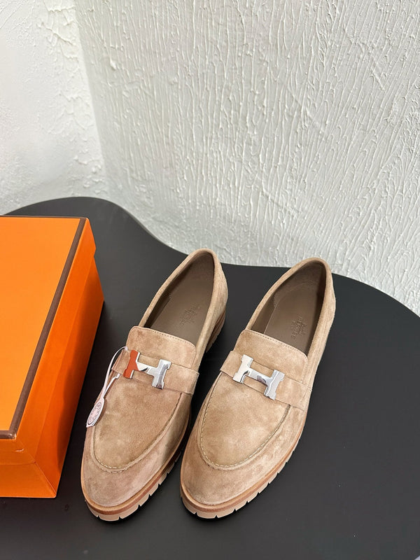 Mocassino HM Faubourg 30mm in pelle scamosciata marrone chiaro 960938